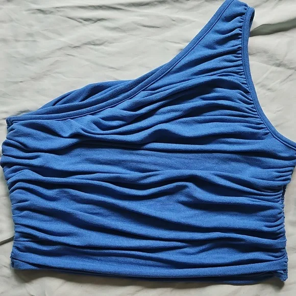 SHEIN Blue Asymmetrical Ruched Tank Top, Size M - Picture 5 of 5